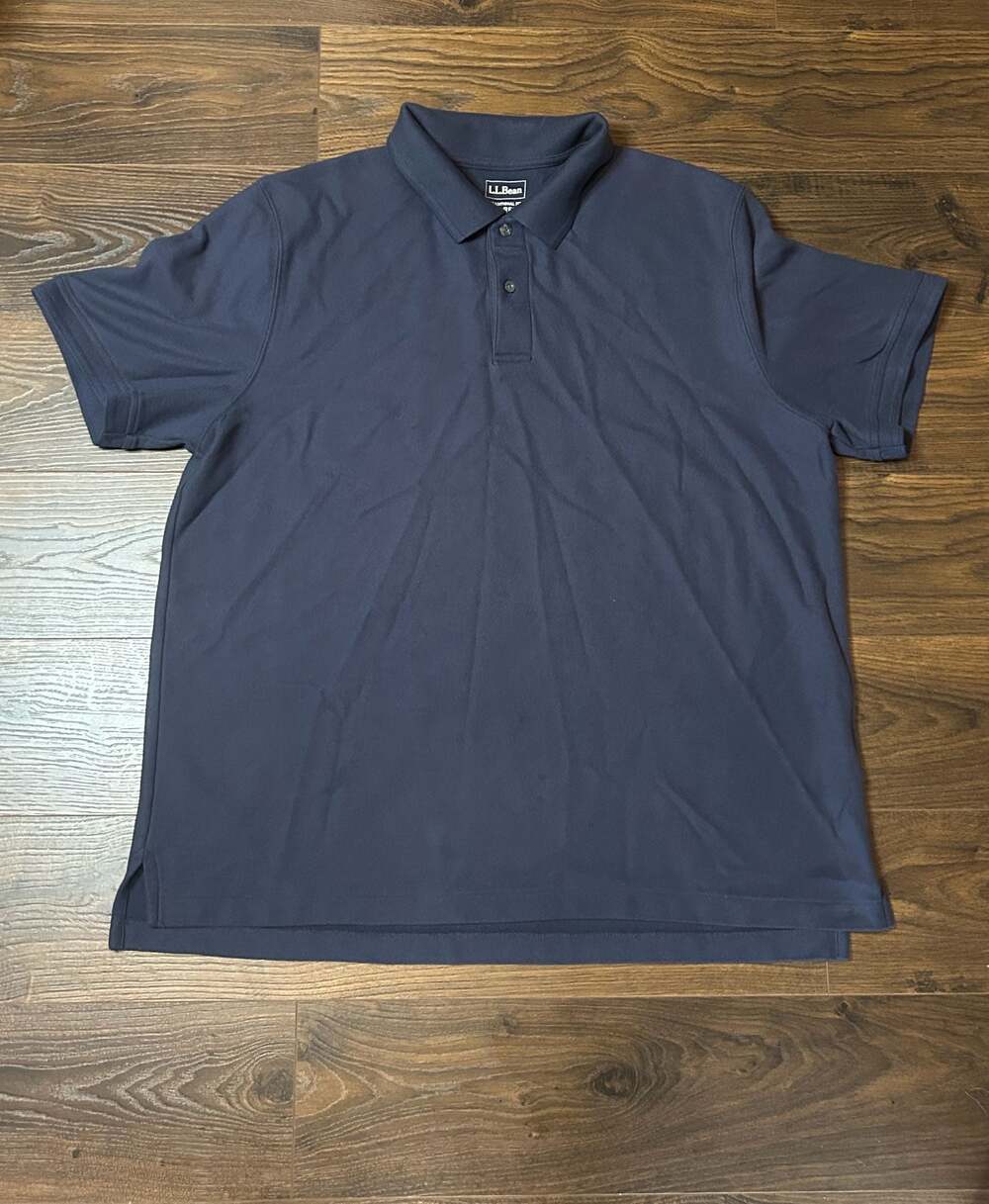 L.L.Bean Traditional Fit Short Sleeve Pique Polo Shirt Navy Blue